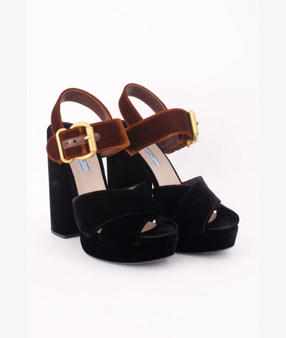 PRADA VELVET PLATFORM HEELS